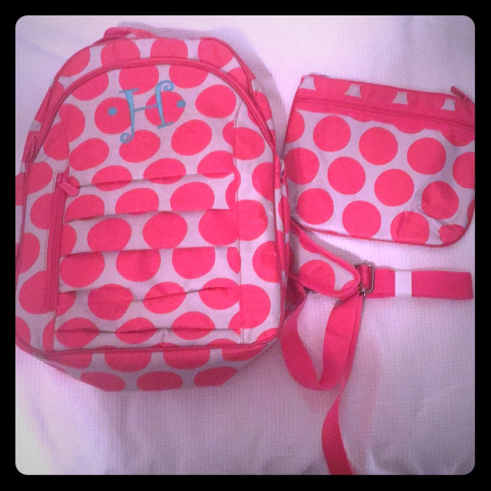 Hot pink backpack with matching crossbody!